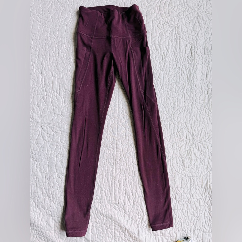 Athleta - Maroon Stash Pocket Leggings - Size XXS